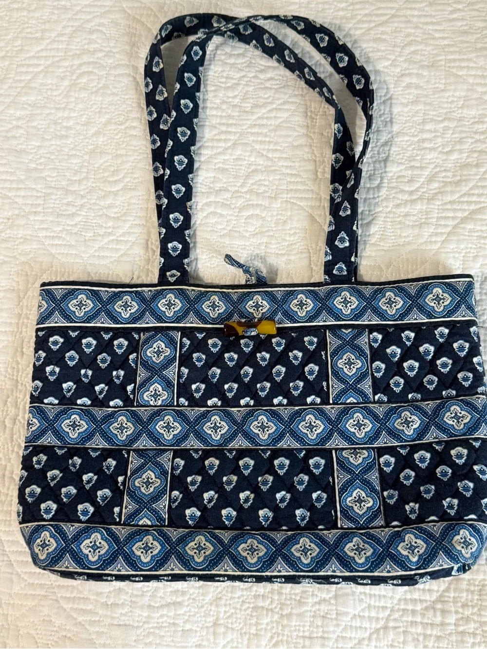 Vera Bradley Navy and Light Blue Quilted Tote